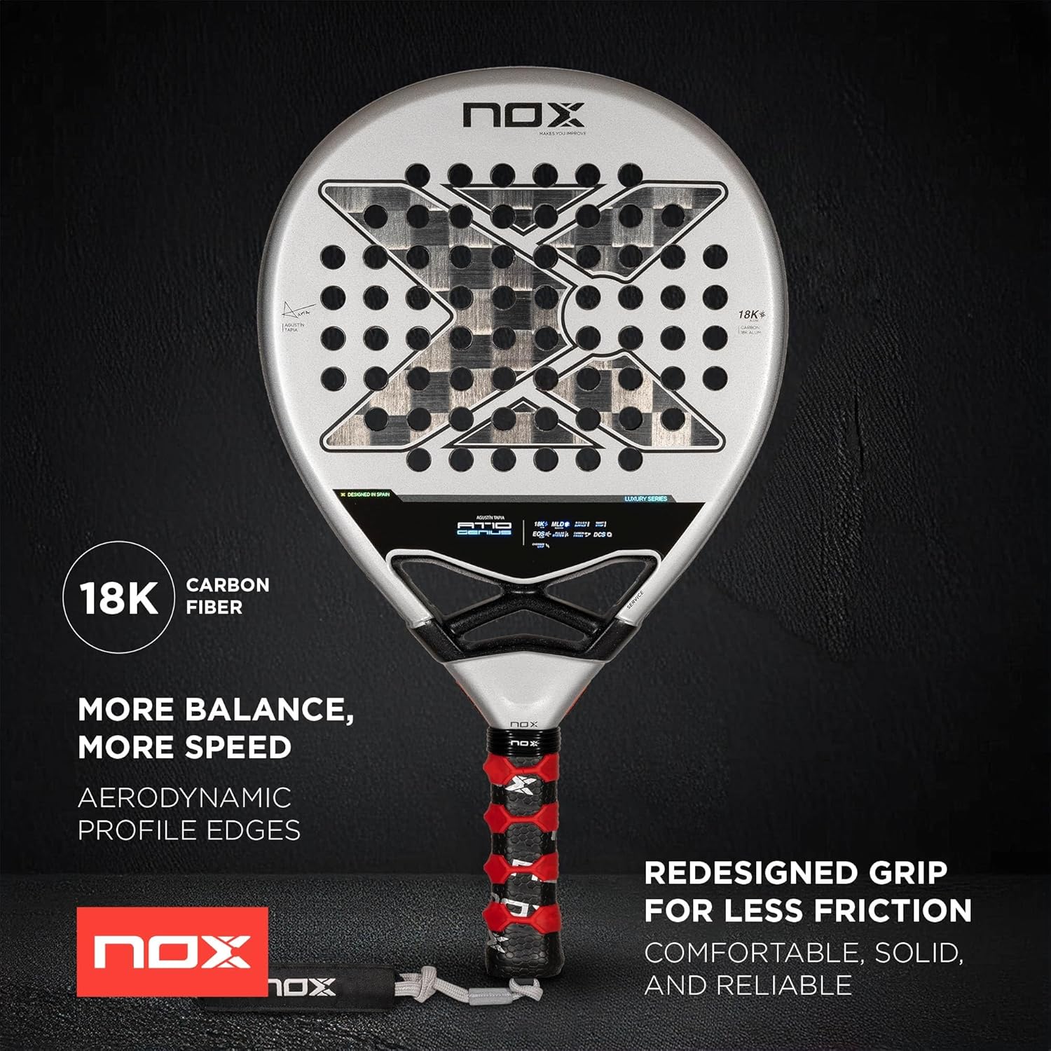 NOX NOX At10 Genius 18k By Agustin Tapia - Racchetta da padel 360-375 gr