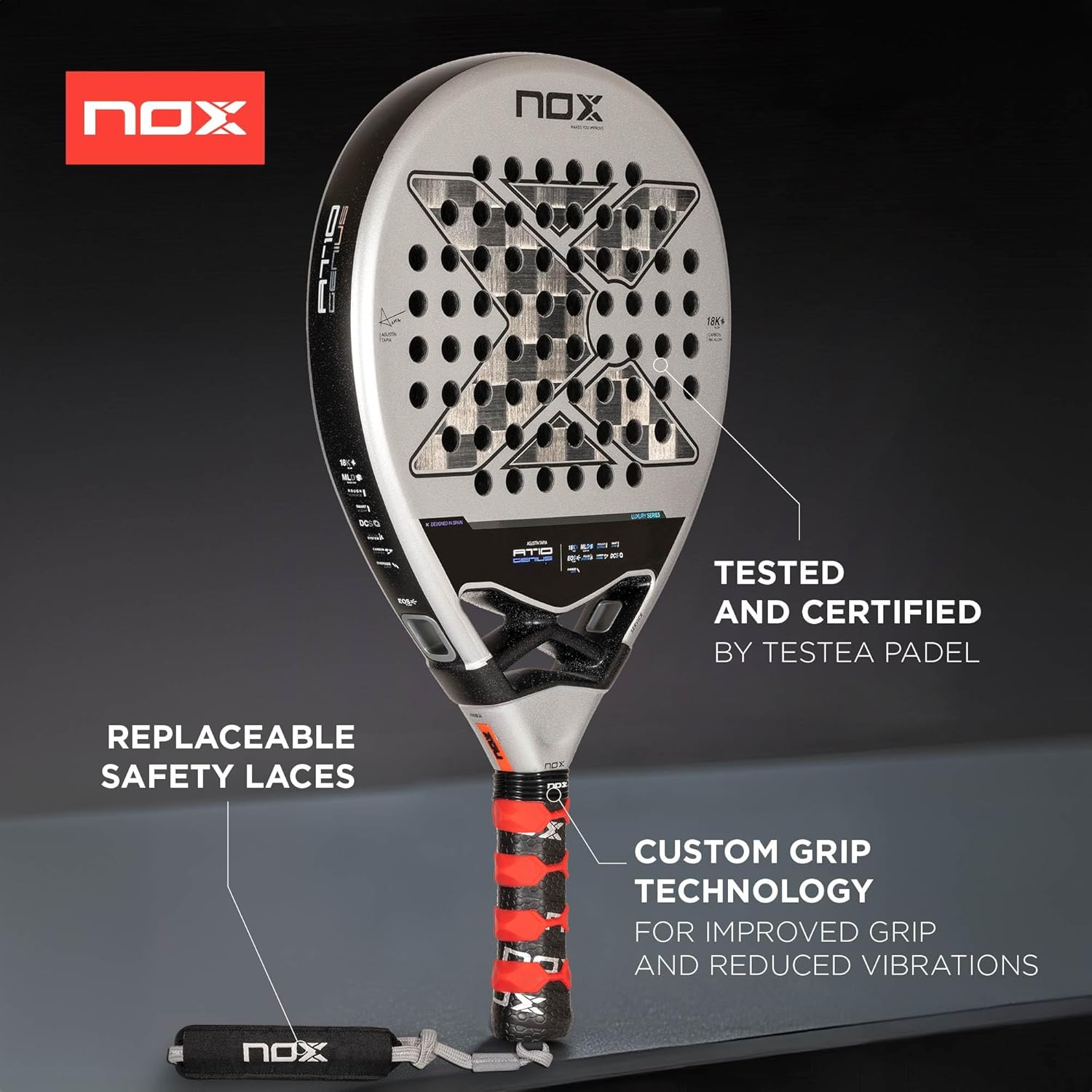 NOX NOX At10 Genius 18k By Agustin Tapia - Racchetta da padel 360-375 gr